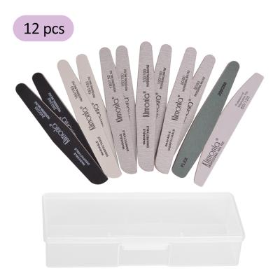 China Wholesale 12 Pieces Professional Emery Grit Nail Tool Kit 80/100/150/180/240 Salon Plastic Storage Box Buffer Folder Nail 12 Pieces for sale