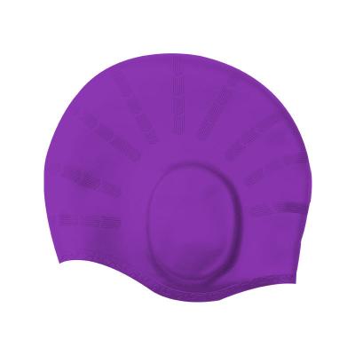 China Eco-friendly Waterproof Durable High Elastic Ear Protect Silicone Swim Cap Adults Custom Swim Cap for sale