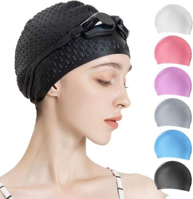 China Custom Logo Comfortable Custom Logo Silicone Waterproof Elastic Swim Cap for sale