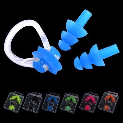 China Safety\Reusable Soft\Comfortable\Flexible Silicone Swim Ear Plugs Waterproof Soft Silicone Earplugs Sniff Clip For Swimming Water Sports for sale