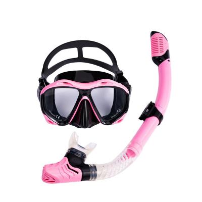 China Silicone Anti-fog Professional Water Sports Scuba Equipment Diving Tempered Glasses Diving Mask Air Intake Mask Snorkeling Anti-leakage Snorkel Set for sale