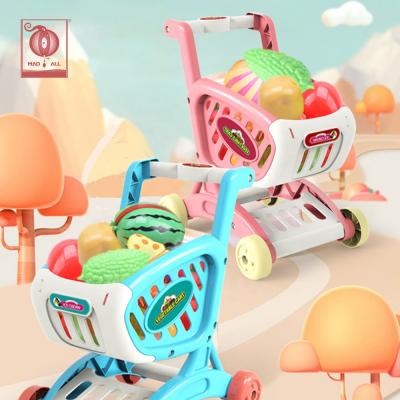 China Pretend Kids Play Kitchen Cutting Set Vegetables Fruit Food Toy Preschool Kindergarten Educational Toys With Shopping Cart Toy Playsets for sale