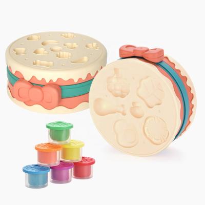 China Diy Clay Educational Play Dough Tools Soft Toys Set Newest Fun DIY Hamburger Cake Machine Game Colorful Loose Dough For Kids for sale