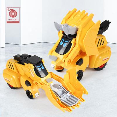 China Toy Truck Models Engineering Vehicles Diecast Toys Automatic Dino Car For Children Toy Transformation Friction Dinosaur Car Toys Deformation for sale