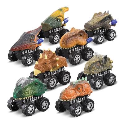 China Pull Back Dinosaur Car Pull Back Friction Toy Car Plastic Animal Toy Vehicle Pull Back Dino Mixed Car 8 Styles Set Small Dinasour Cars Toys For Kid for sale