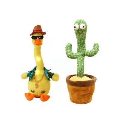 China Duck Stuffed Flowerpot Twisting Dance Multifunctional Cute Cactus Doll Singing Music Dancing Cactus Talking Plush Toy for sale