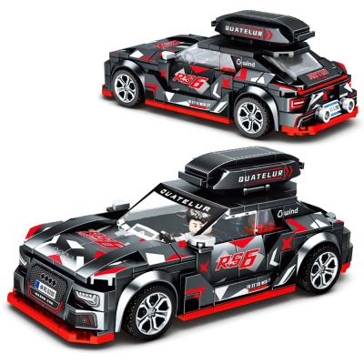 China DIY TOY Pull Back Black Car Racing Car Building Block Brick Car For Children Educational Toy Set for sale