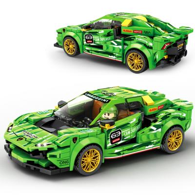 China DIY TOY Educational Race Car Building Pull Back Green Car For Kids Building Blocks Bricks Toy Set for sale