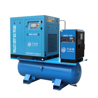 China OIL-LESS High Pressure Low Noise 15kw Screw Air Compressor With Tank Dryer And Filter for sale