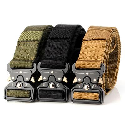 China Buckle twisted nylon tactical belt 3.8CM wide Tom fans cobra belt quick release nylon tactical outdoor military tactical belt for sale