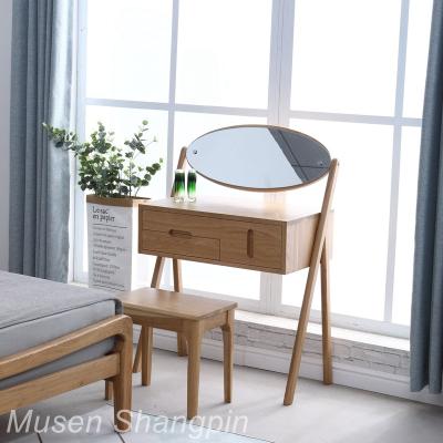 China Wholesale Good Quality Foldable Natural Wood Color Dresser Wooden Table With Mirror For Bedroom MKZT01 for sale