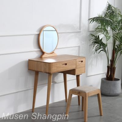 China Wholesale Style Foldable Simple Natural Wood Color Desgin Wooden Dresser Table With Mirror For Bedroom ZGZT01 for sale