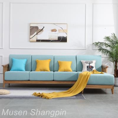 China 2020 Wholesale Soft Nordic Simple Style L Shape Corner Sofa For Living Room Bule Color SYSF01 Quickly Packing for sale