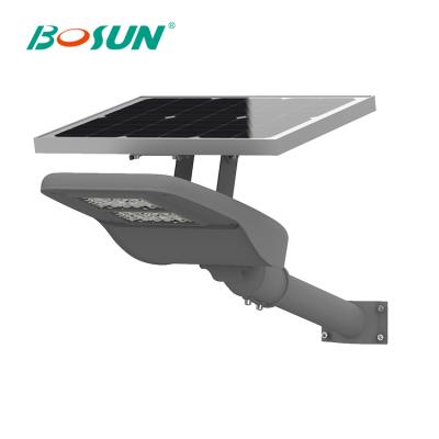 China With mono solar panel in high work efficiency > 21% BOSUN outdoor waterproof high lumen smd 60w ip65 park road led solar street light for sale