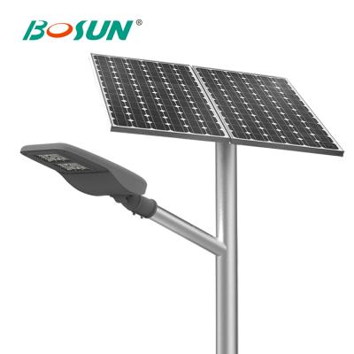 China With mono solar panel in high work efficiency > 21% BOSUN with ultra bright led chip and built in ip65 battery 30W outdoor 60W 80W solar led street light for sale