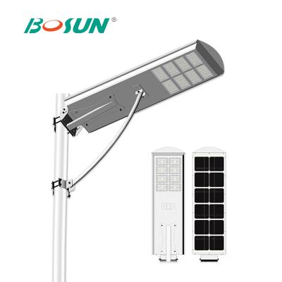 China With mono solar panel in high work efficiency > 21% BOSUN patent product IP65 outdoor road lighting 60 100 watt solar led street light mptt solar street light for sale