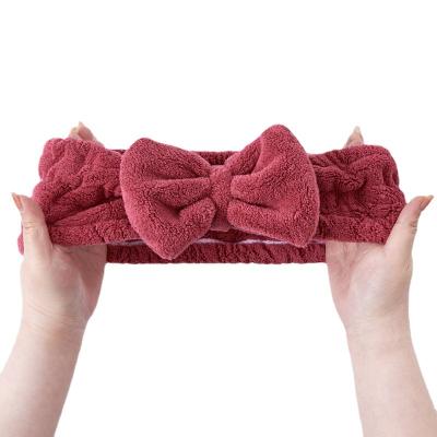 China Coral Fleece Head Wraps For Spa Bow Butterfly Headband Women Soft Makeup Facial Headband Soft Shower Wash Face for sale