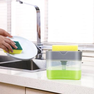 China Creative Liquid Dishwashing Liquid Box Sponge Brush Holder Stabilized Supplies Kitchen Soap Dispenser Foam Dispenser Push Type Dispenser for sale