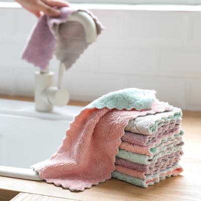 China Cheap Popular Microfiber Kitchen Towel Disposable Cleaning Super Absorbent Small Coral Velvet Dishtowels for sale