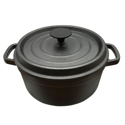 China Amazon Selling Hot Stocked Cast Iron Soup Pot Black Casserole Vegetable Oil Coating Casserole Cooking Pot With Lid for sale