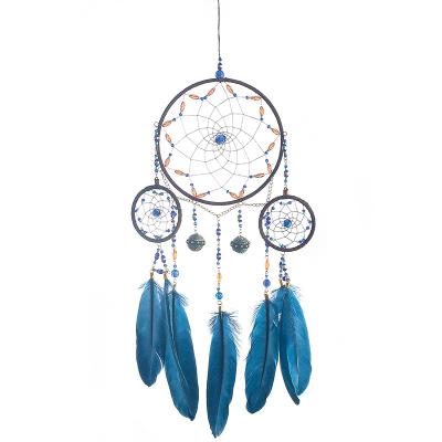 China 100% Blue Dream Irons Ring Wall Decorations Dreamcatchers Feather Catcher New Arrivals Amazon Handmade Hot Sale Home Decor Wall Decor Gift for sale