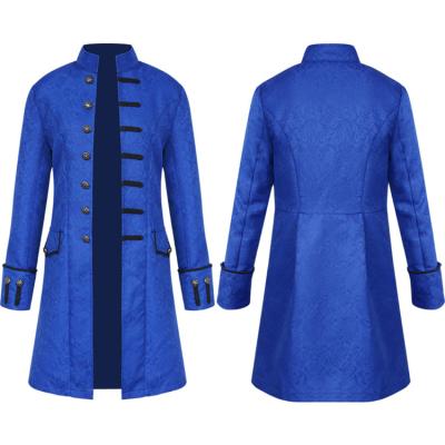 China Foreign trade Europe and the United States men's coat solid color fashion retro steampunk men's uniform comic collar Christmas gift 2021 new for sale