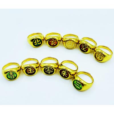 China Hiphop Animation Gold Metal Ring The Sharingan Set Of Ten Gift Box Animation High Quality Durable Ring for sale