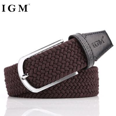 China Brown Color Waterproof Waist Stretch IGM 35mm Elastic Knitted Webbing Clothing Belt for sale