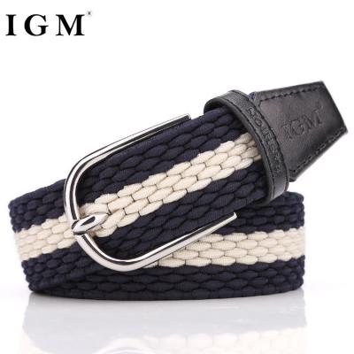 China IGM Stretch Mens Comfort Strap Braided Weave Stretch Fabric Golf Belt With Adjustable Buckle for sale