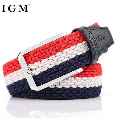 China Braided Fabric Stretch Woven Leather Elastic Knit Belt for sale