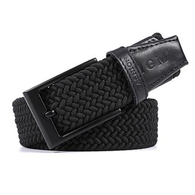 China Fashional IGM Casual Knitted Pin Buckle Belt Woven Canvas Stretch Elastic Expandable Braided Belts for sale