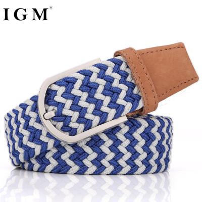 China IGM Braided Custom Embroidered Elastic Waist Mens Casual Pants Stretch Belt Fashion for sale