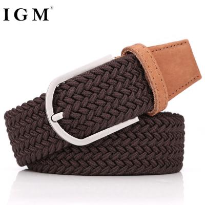 China IGM Braided Men's Women's Braided Waistband Leather Belt Ladies Elastic Braided Waist Belt for sale