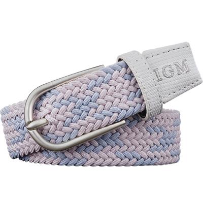 China Wholesale Unisex Mixed Belt Pin Buckle Elastic Braided Belt Of Fashional IGM Color Polyester Fabric For Women for sale