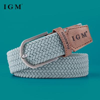 China Stretch IGM Recycle PP Materials Belt Breathable Woven Elastic Knitted Casual Belt For Golf Pants Jeans for sale