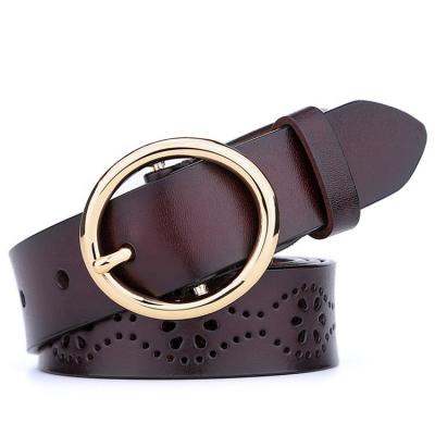 China Wholesale Cowhide IGM Brand Women Punched Hole And PU Printed Belt With All Kinds Of Colors Female Belt for sale