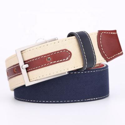 China Popular Casual and Fashion IGM OEM Customize Leisure Fashion Women Genuine Leather Handmade Canvas Polo Belt for sale