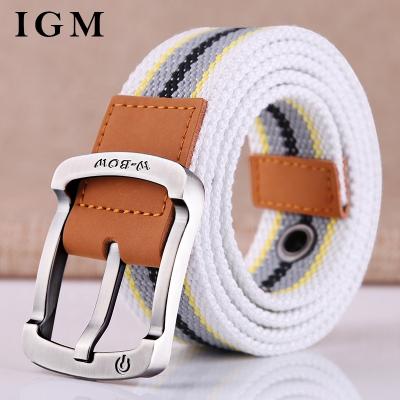 China Designer Striped Cotton Canvas casual and fashion IGM belt for women for sale