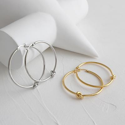 China Fashion ins design hoop knot hot unique huggie big hoop earrings stainless steel gold plated hoop earrings for sale