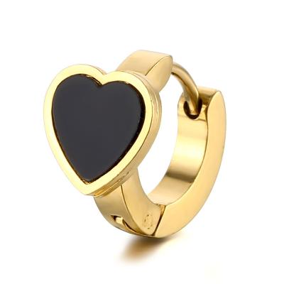 China High Quality Trendy 2020 Fashion Statement Heart Shape Stainless Steel Circle Hoop Earrings for sale