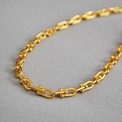 China TRENDY Brass 18k Gold Plated U Shape Chain Necklace Women Thick Chain Restrictor Minimalist Necklace for sale