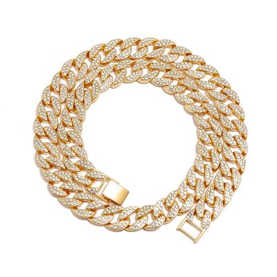 China High Quality Punk Cuba Alloy Gold Plated Zircon Chains Necklace Simplicity Fashion Men's Women's Choker Necklaces for sale