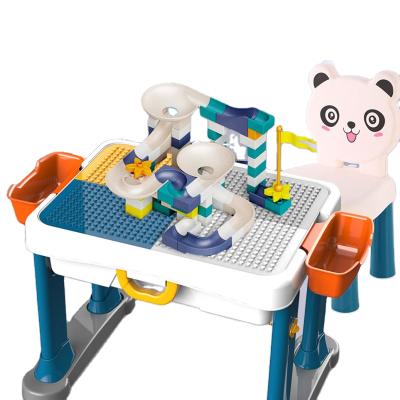 China 2020 hot children's large particle building block table eco-friendly three-in-one large building block multifunctional table building toys for sale