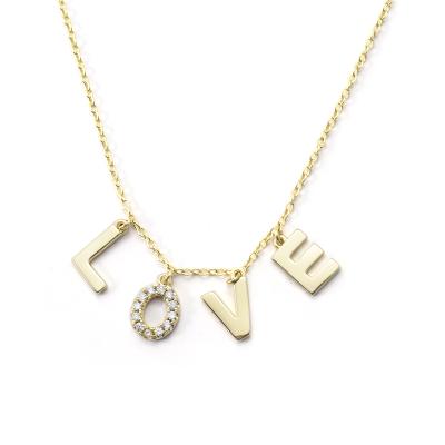 China TRENDY Custom 14k Gold Plated Initial Love Letter Pendant Necklace for sale