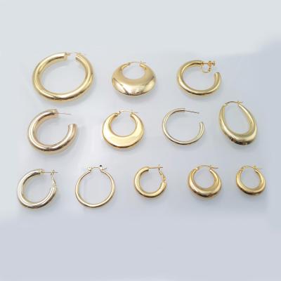 China Wholesale FASHIONABLE Gold Plated Hoop Earrings Female Brass Chunky Hoop Earrings 18k Hoop Earrings Women Jewelry for sale