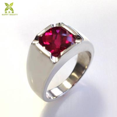 China Stunning Antique Cut Sterling Silver Mens Red Cushion Ring for sale