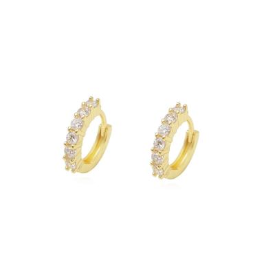 China TRENDY Classic 18k Gold Plated Circle Earrings Woman Simple Fashion Pave CZ Stone Mini Huggie Earring for sale