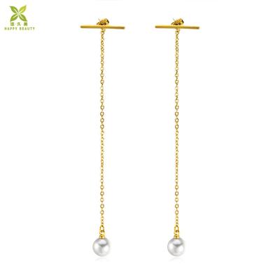 China 2019 Pearl Drop Earrings Shape Long Pearl Earrings Gold Chain Drop Earrings Wholesale For Women Ladies Girls for sale