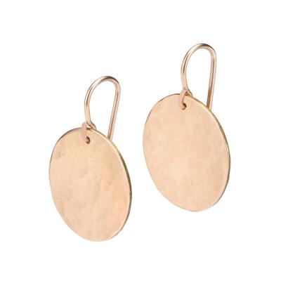 China Wholesale Fashion Brass Hammered Disc Gold Color Drop Earrings for sale