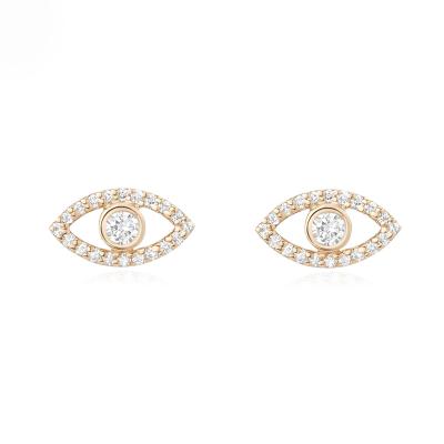 China Fashion Tiny CZ Stud Earrings Jewelry Gold Plated Silver Eye Stud Earrings CLASSIC for sale